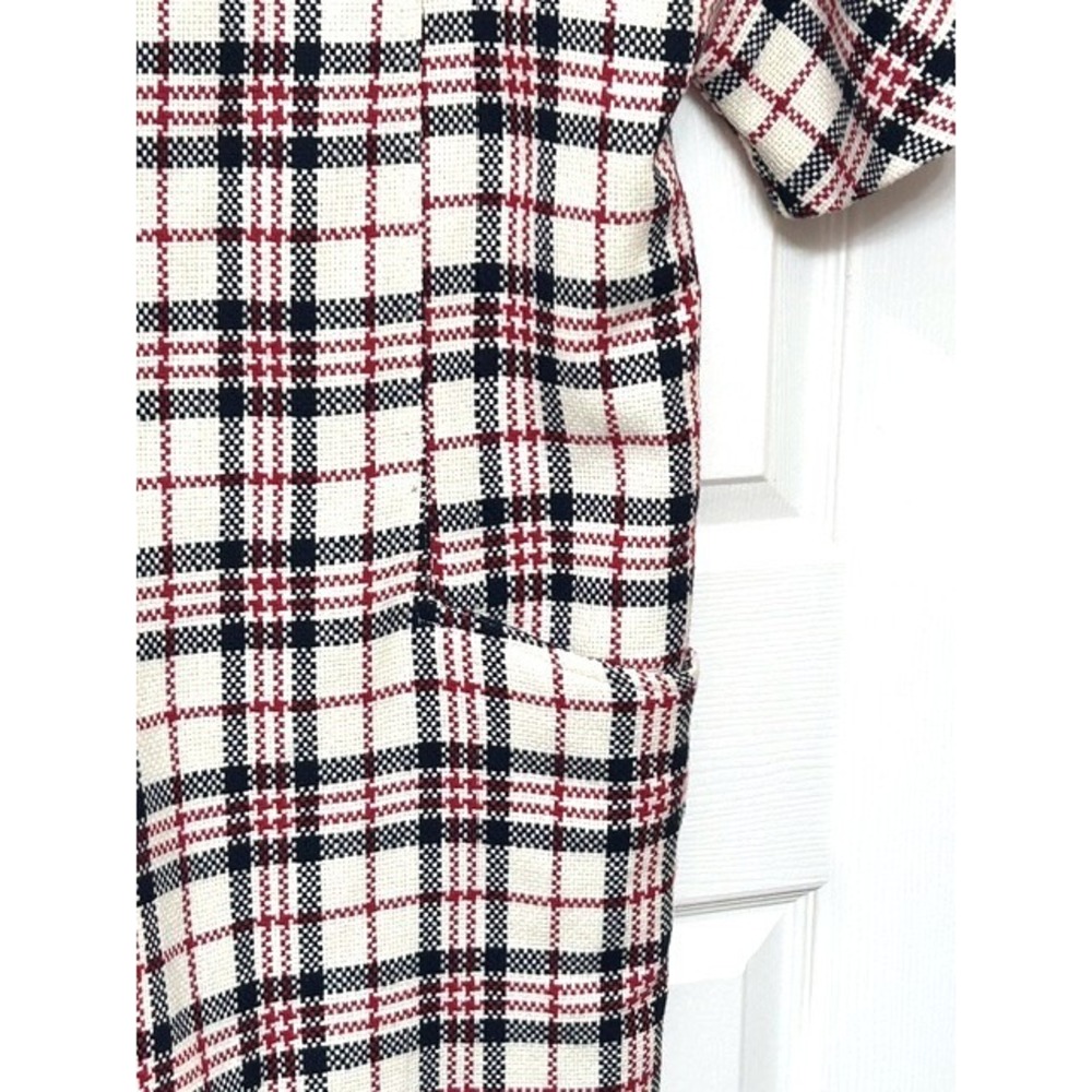 Zara Tartan Shift Dress British Heritage Mod 60s London Style Wool Blend Medium - Picture 9 of 13